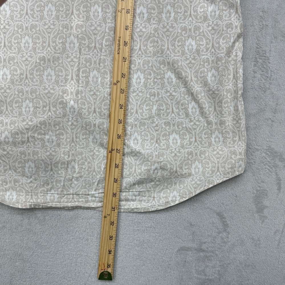 John Varvatos Button Down Shirt Mens Large Tan Paisley Luxe Long Sleeve Preppy - Picture 6 of 7